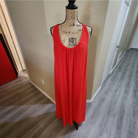 Lane Bryant red high low toga ruffled back flowy chiffon dress plus size 18/20 - Picture 2 of 9